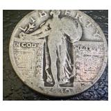 Set of 5 Standing Liberty 1930 US Quarter Dollar Coins