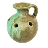 DR - Vintage North State Pottery Green Handled Vase Sanford NC