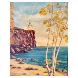 Pearl Charlson Split Rock Lighthouse Landscape Original Oil Painting