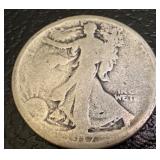 Set of 5 Walking Liberty Half Dollar Coins 1917, 1927 and 1947