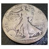 Set of 5 Walking Liberty Half Dollar Coins 1917, 1927 and 1947