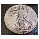 Set of 5 Walking Liberty Half Dollar Coins 1917, 1927 and 1947