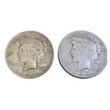 Pair of 1924 Peace Silver Dollars