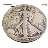 Set of 3 1941 Walking Liberty Half Dollars - 2 Denver, 1 San Francisco Mint Marks
