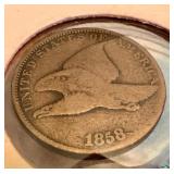 Antique 1858 Flying Eagle One Cent Coin