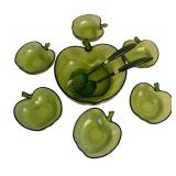 Vintage Hazel Atlas Apple Shaped Salad Serving Set with Bowl and Utensils