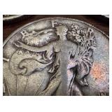 Set of 3 1942 Walking Liberty Half Dollar Coins: 1942, 1942-D, 1942-S