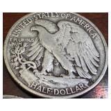 Set of 3 1942 Walking Liberty Half Dollar Coins: 1942, 1942-D, 1942-S