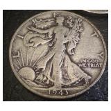 Set of 3 Walking Liberty Half Dollars 1943-S, 1943-D, 1943