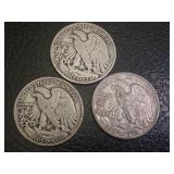Set of 3 Walking Liberty Half Dollars 1943-S, 1943-D, 1943