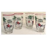 K - Set of 4 Libbey Currier and Ives Vintage Glass Tumblers Making Hay