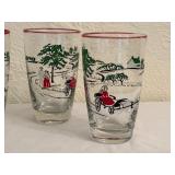 K - Set of 4 Libbey Currier and Ives Vintage Glass Tumblers Making Hay