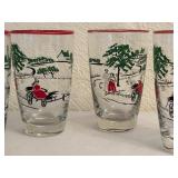 K - Set of 4 Libbey Currier and Ives Vintage Glass Tumblers Making Hay