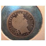 1898 Barber Dime United States Silver Coin