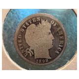 1898 Barber Dime United States Silver Coin