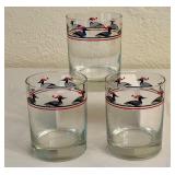 K - Set of 3 Vintage Georges Briard Double Old Fashion Glasses with Duck Design