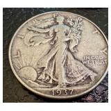 Set of 5 Walking Liberty Half Dollar Coins (1920, 1928, 1937, 1923)