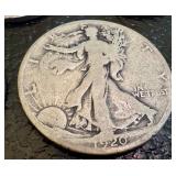 Set of 5 Walking Liberty Half Dollar Coins (1920, 1928, 1937, 1923)