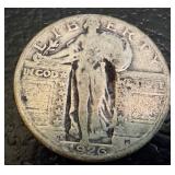 Lot of 6 Standing Liberty Silver Quarters, 1923, 1926 and 1928