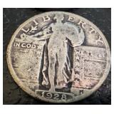 Lot of 6 Standing Liberty Silver Quarters, 1923, 1926 and 1928