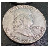 Set of 4 Franklin Silver Half Dollars 1948 and 1954