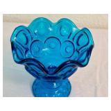 DR - Vintage LE Smith Moon and Stars Blue Glass Candy Dish
