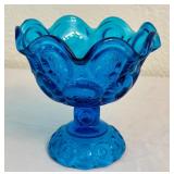 DR - Vintage LE Smith Moon and Stars Blue Glass Candy Dish