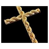 10K Gold Rope Cross Pendant