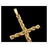 10K Gold Rope Cross Pendant