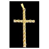 10K Gold Rope Cross Pendant