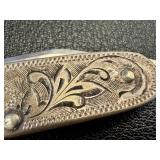 Vintage Sterling Silver Pocket Knife with Ornate Engraving