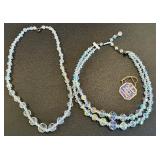Set of 2 Vintage Aurora Borealis Crystal Glass Necklaces