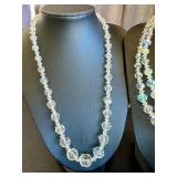 Set of 2 Vintage Aurora Borealis Crystal Glass Necklaces