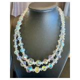 Set of 2 Vintage Aurora Borealis Crystal Glass Necklaces