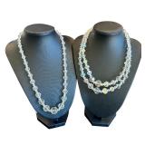 Set of 2 Vintage Aurora Borealis Crystal Glass Necklaces