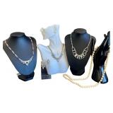 Vintage Rhinestone Jewelry Collection with Necklaces and Earrings