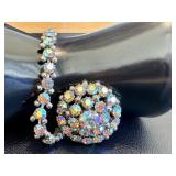 Weiss Vintage Aurora Borealis Rhinestone Brooch and Bracelet Set