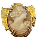 Vintage Gold Filled Cameo Pendant with Pearl Accent, 1/10 10k