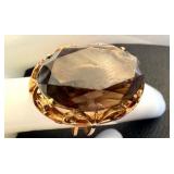 14k Gold Smokey Quartz Ring Size 6 Ornate Setting