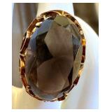 14k Gold Smokey Quartz Ring Size 6 Ornate Setting
