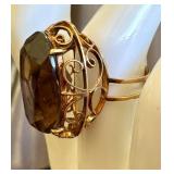 14k Gold Smokey Quartz Ring Size 6 Ornate Setting