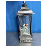 Snow Globe Lantern with a Snowman Scene Inside.
