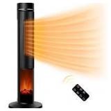 Nordic Hygge1500W electric tower space heater with a 3D realistic flame effect.