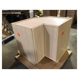 Home Decorators Collection Franklin 36 in. W x 24 in. D x 34.5 in. H Assembled Plywood Corner Lazy Suzan Base Kitchen Cabinet in Vanguard Oak LH  Customer Returns See Pictures