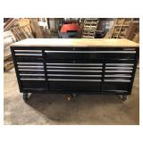 Husky Tool Storage 72 in. W Standard Duty Gloss Black Mobile Workbench Tool Chest    Customer Returns See Pictures