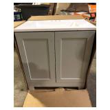 31 in. Single Sink Pearl Gray Bath Vanity with White Cultured Marble Top (Assembled)   Customer Returns See Pictures