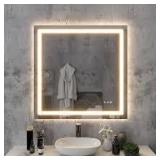 36 in. W x 30 n. H Rectangular Frameless LED Front Light Backlit Anti-Fog Wall Mirror Bathroom Vanity Mirror  Customer Returns See Pictures