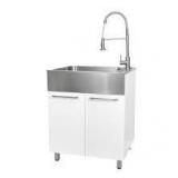 Presenza All-in-One 28 in. x 22 in. x 33.8 in. Stainless Steel Drop-In Sink and Cabinet with Faucet in Black  Customer Returns See Pictures