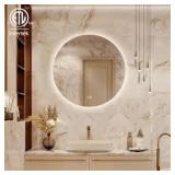 HOMLUX 32 in. W x 32 in. H Round Frameless LED Light with Anti-Fog Wall Mounted Bathroom Vanity Mirror Customer Returns See Pictures