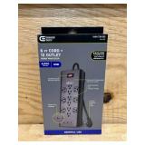 Commercial Electric 6 ft. 12-Outlet Black Surge Protector with USB